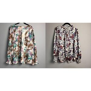 Jodifl Blouse Bundle Womens SM/Med Abstract Floral Long Sleeve Smocked Tops